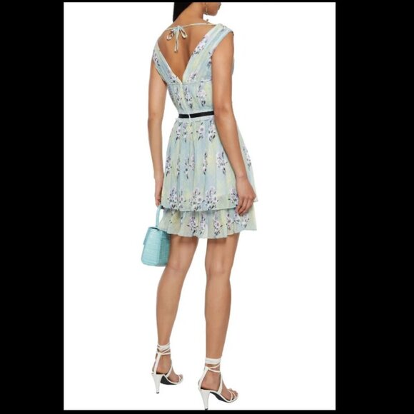 NWT Self-Portrait Floral Lace Chiffon Mini Dress | Mint | US 8 / UK 12 - Picture 3 of 12